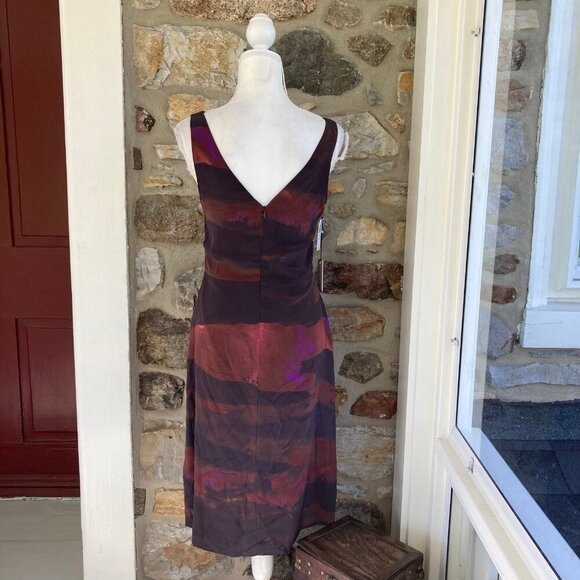 NWT Aritzia Babaton Corey Silk Midi Dress Cabernet Multi Womens 4 $178 - Picture 7 of 12
